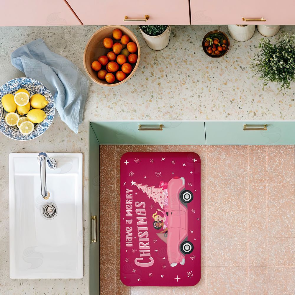 Darlene Seale | Midcentury Pink Christmas Anti-Fatigue Mat