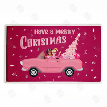 Darlene Seale | Midcentury Pink Christmas Plush Bath Mat