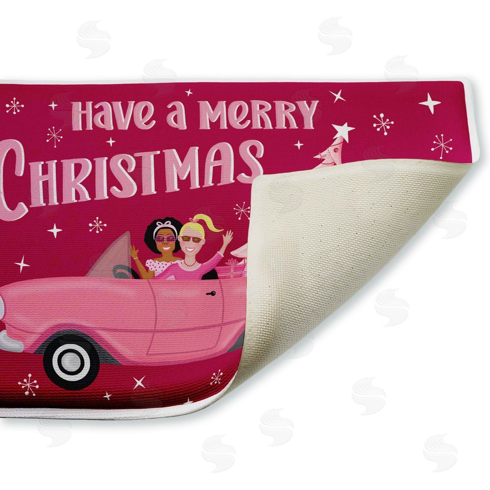 Darlene Seale | Midcentury Pink Christmas Plush Bath Mat