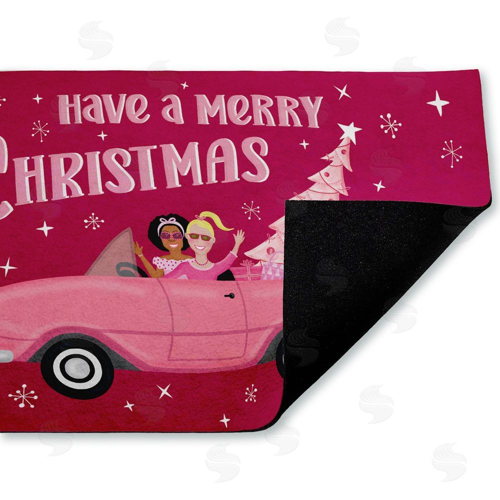 Darlene Seale | Midcentury Pink Christmas Non-Woven Door Mat