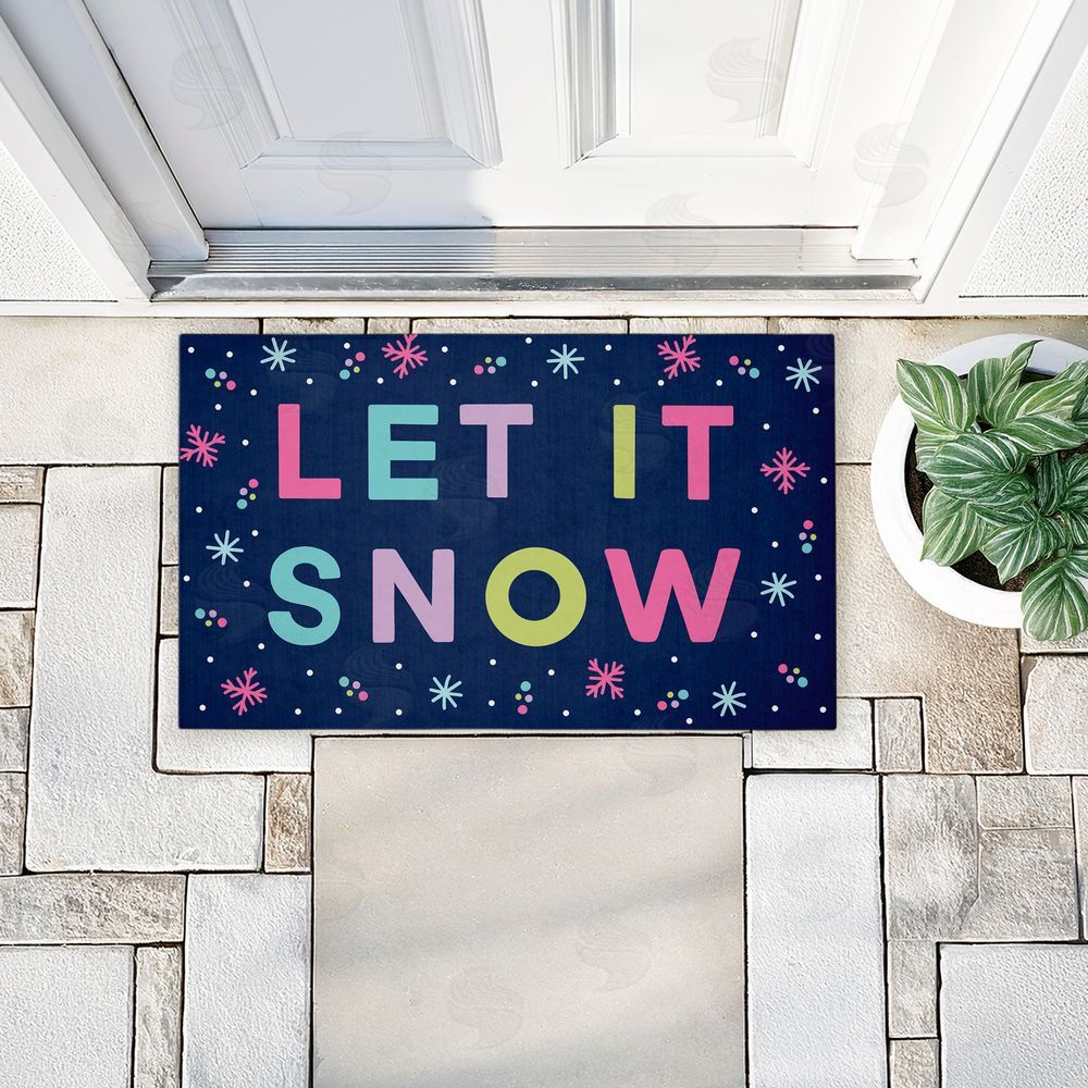 Emily Cromwell | Purple Tone Let It Snow Non-Woven Door Mat
