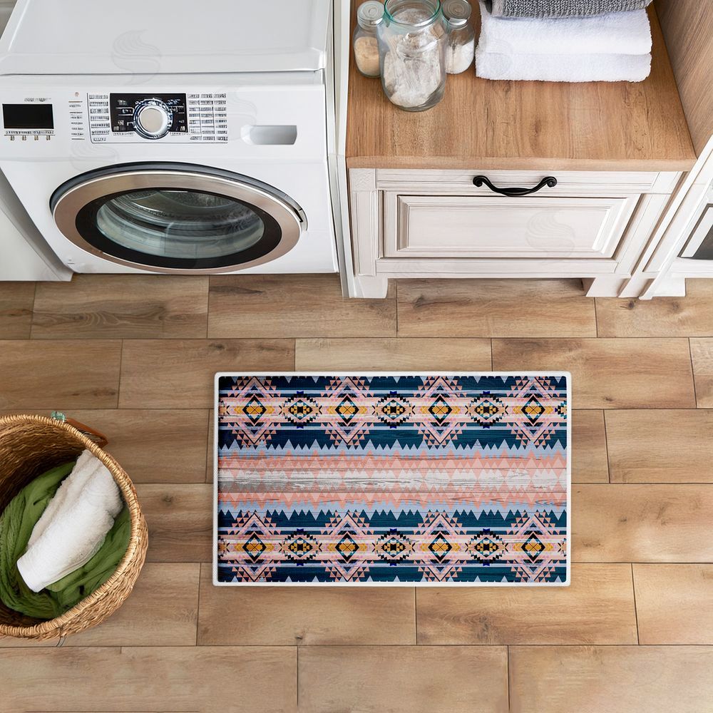 Jennifer Ellory | Geometric Boho Vibe Stripes Plush Bath Mat