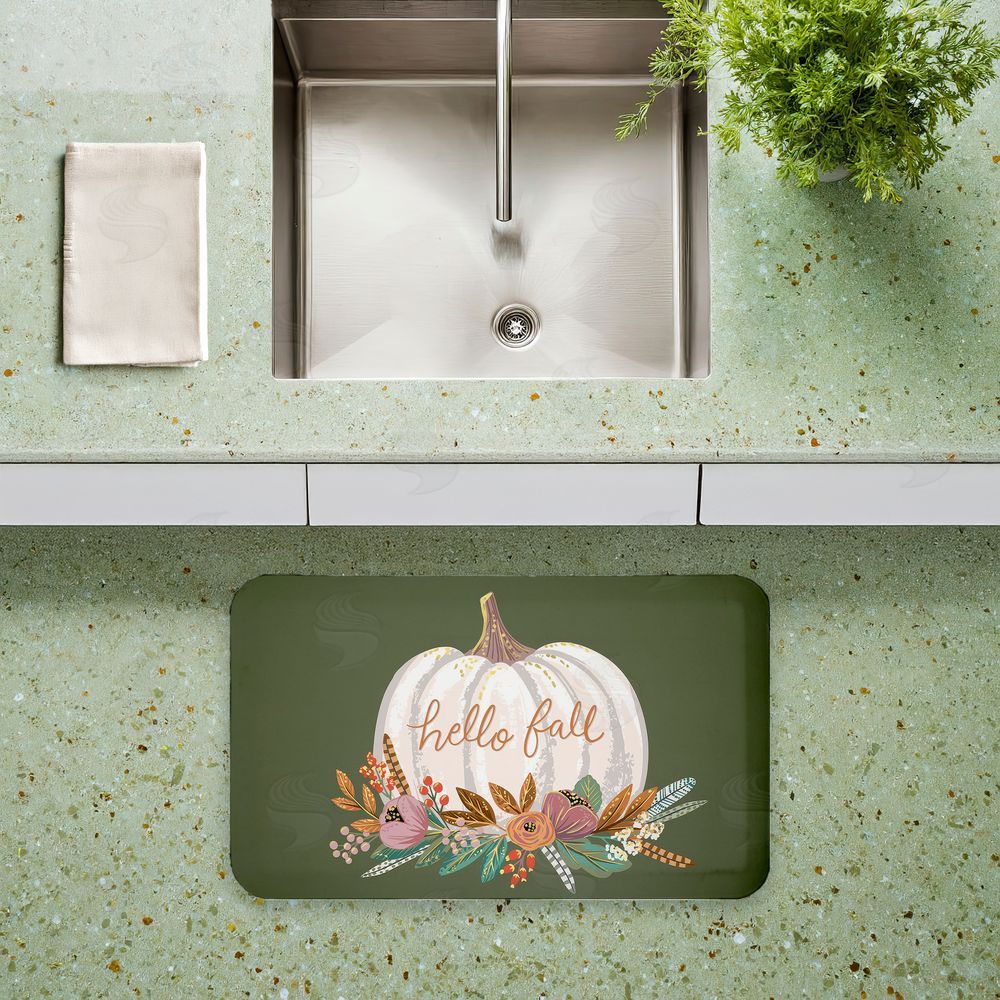 Caroline Alfreds | Floral Pumpkin Fall Greeting Anti-Fatigue Mat