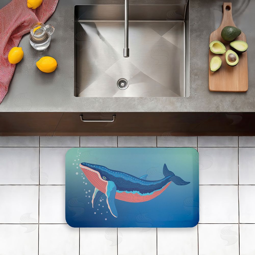 Darlene Seale | Coastal Whale with Bubbles Anti-Fatigue Mat