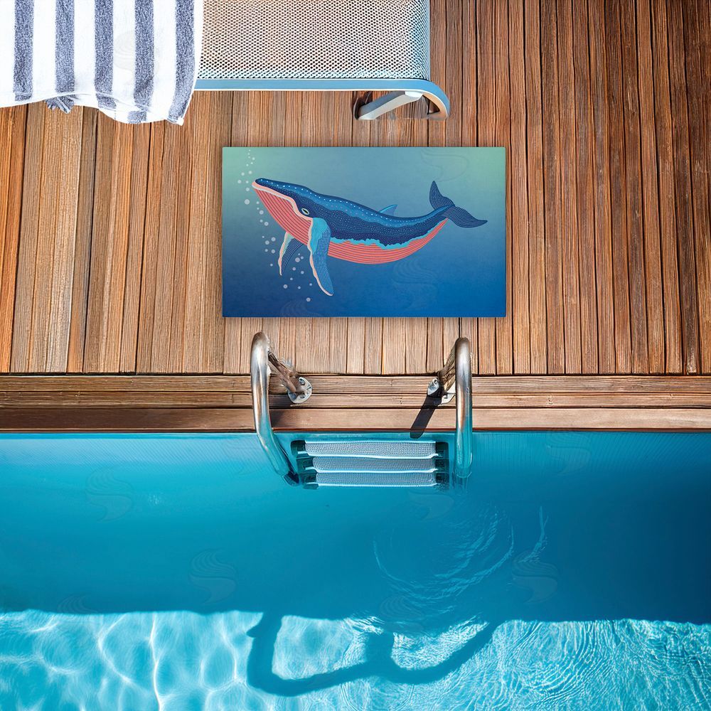Darlene Seale | Coastal Whale with Bubbles Non-Woven Door Mat