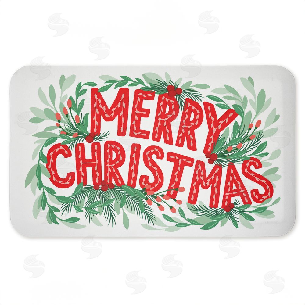 Heather McLaughlin | Retro Merry Christmas & Foliage Anti-Fatigue Mat