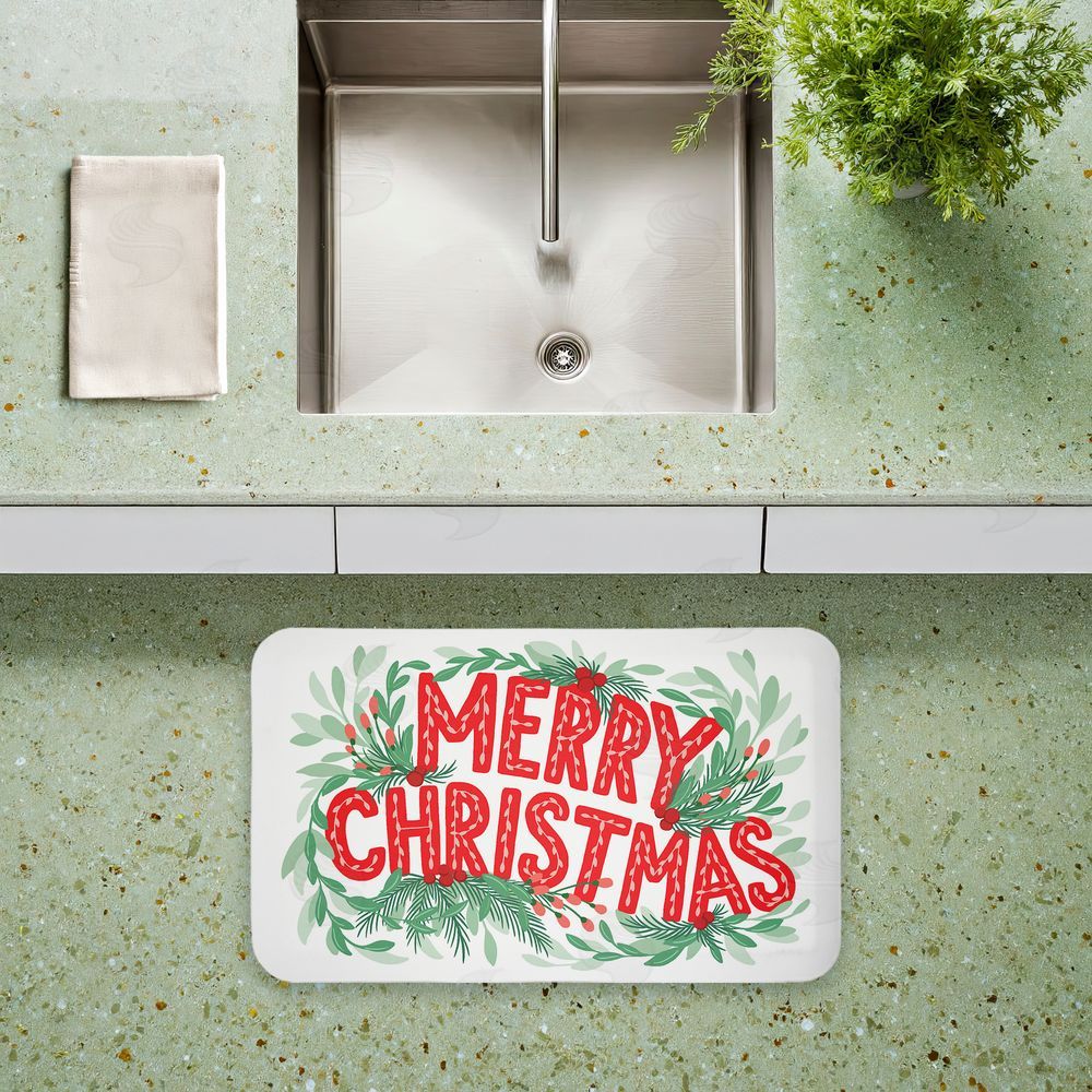 Heather McLaughlin | Retro Merry Christmas & Foliage Anti-Fatigue Mat