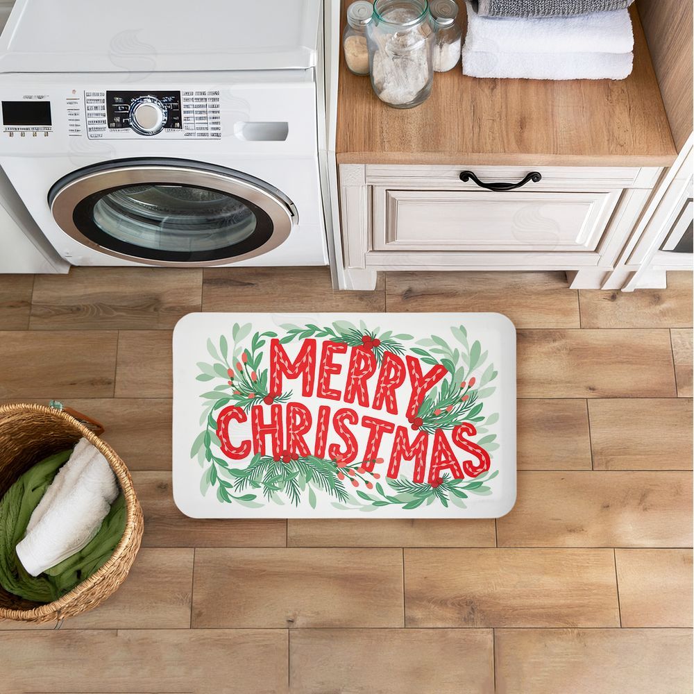 Heather McLaughlin | Retro Merry Christmas & Foliage Anti-Fatigue Mat