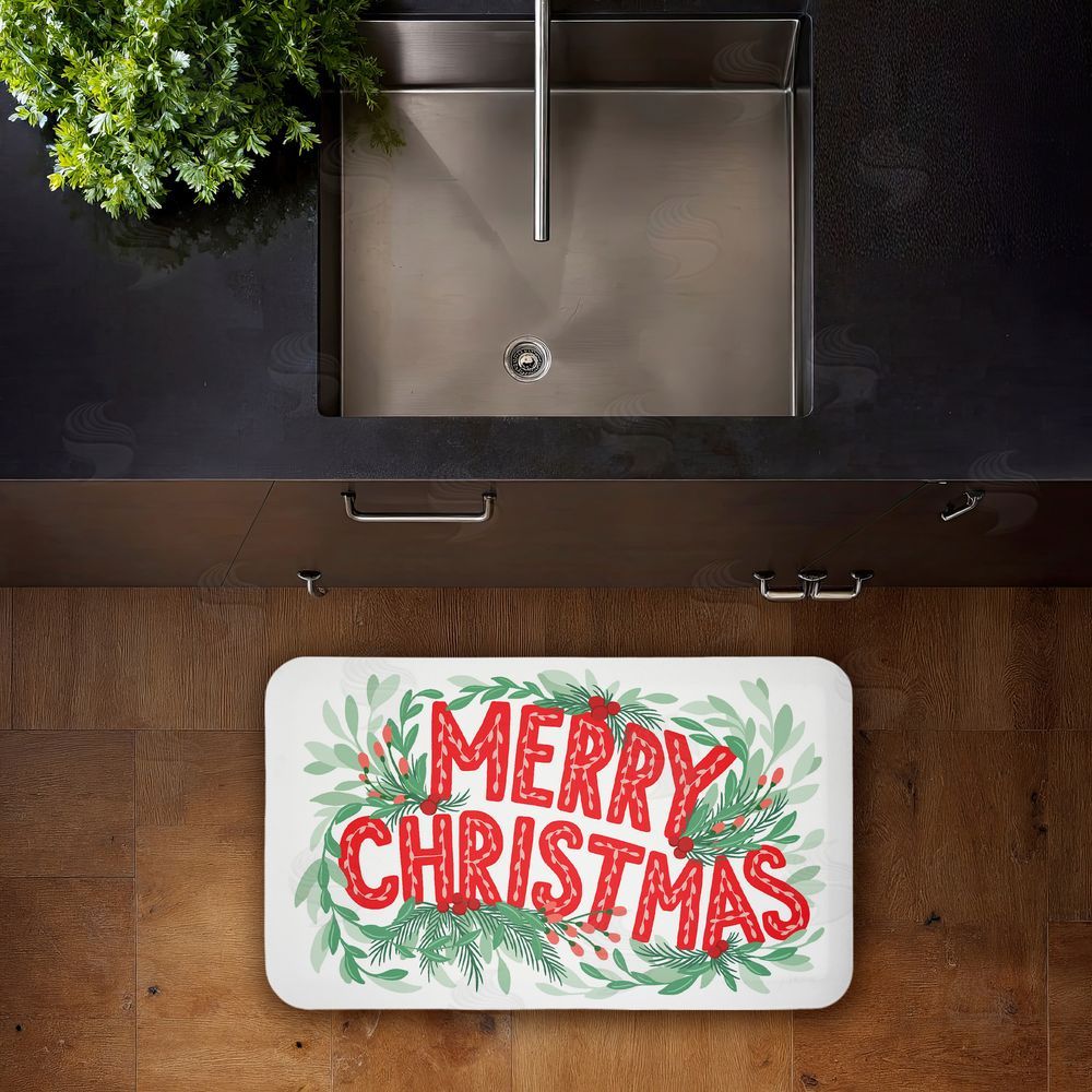 Heather McLaughlin | Retro Merry Christmas & Foliage Anti-Fatigue Mat