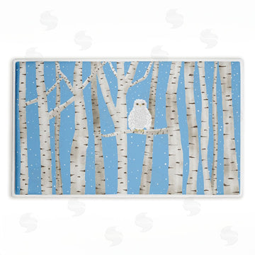 Darlene Seale | Winter Birches & Owl Plush Bath Mat