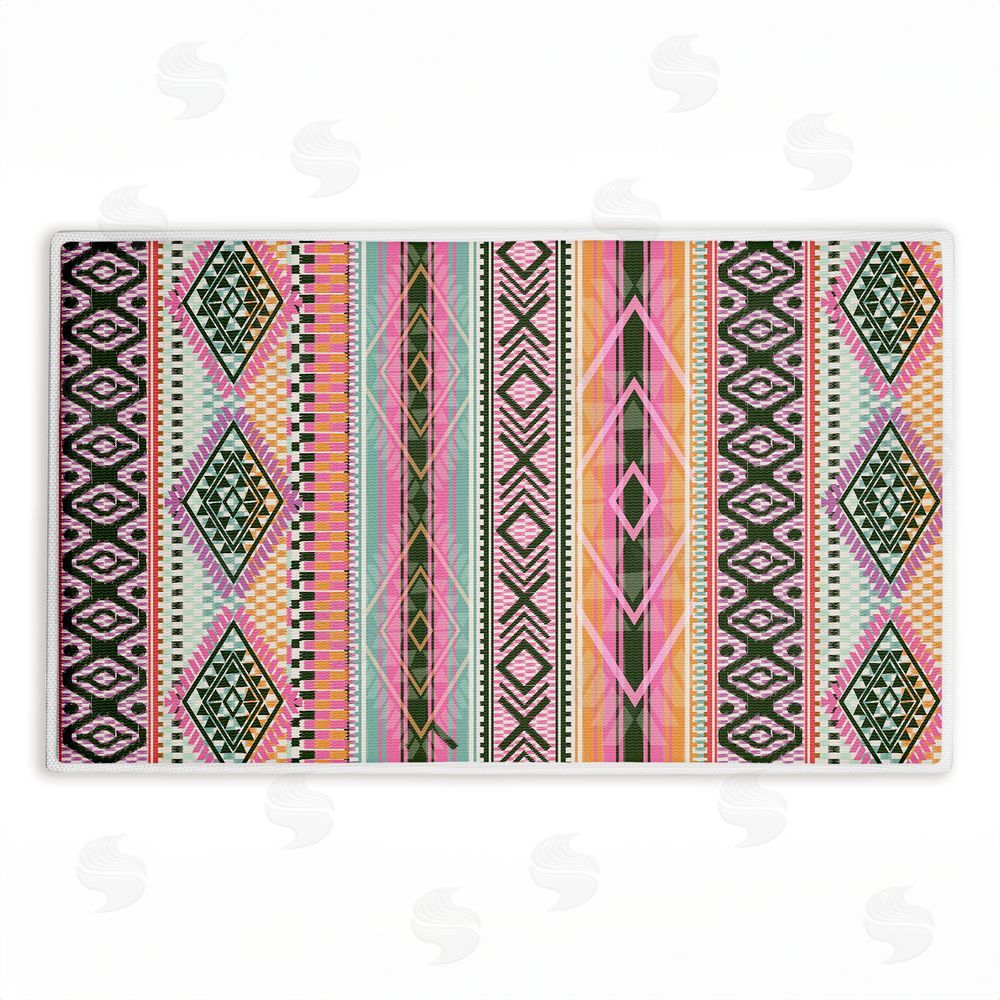 Jennifer Ellory | Boho Geometric Stripes Plush Bath Mat