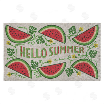 Darlene Seale | Hello Summer Watermelon Faux Sisal Door Mat