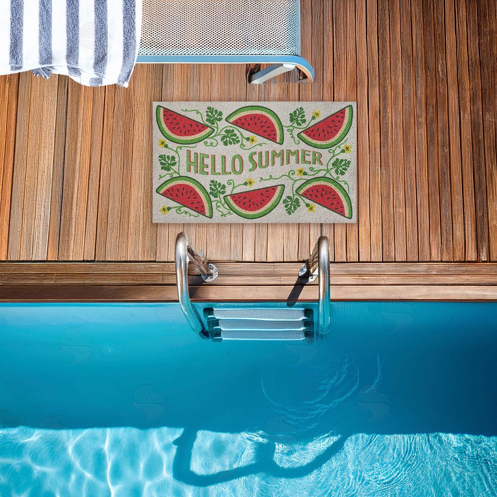Darlene Seale | Hello Summer Watermelon Faux Sisal Door Mat