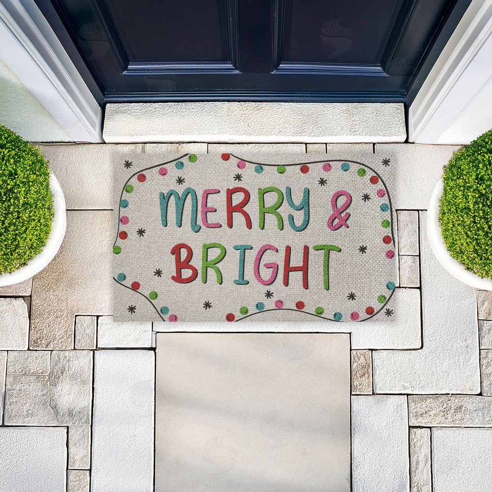 Emily Cromwell | Merry & Bright Ornament Border Faux Sisal Door Mat