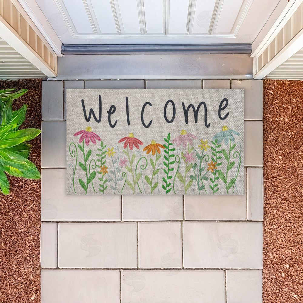 Emily Cromwell | Spring Wildflower Welcome Faux Sisal Door Mat