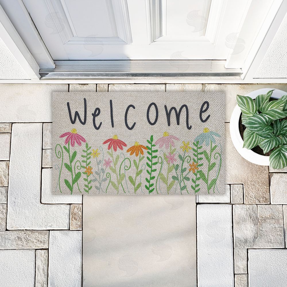 Emily Cromwell | Spring Wildflower Welcome Faux Sisal Door Mat