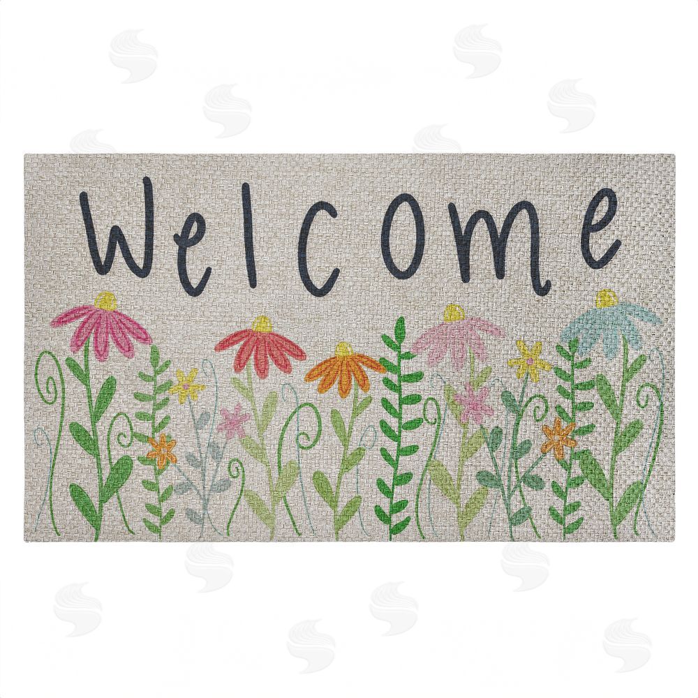 Emily Cromwell | Spring Wildflower Welcome Faux Sisal Door Mat