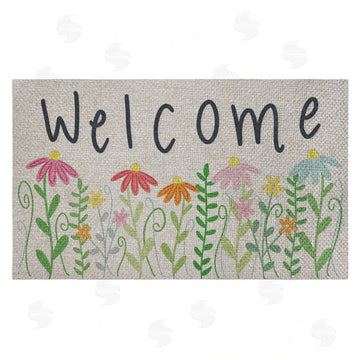 Emily Cromwell | Spring Wildflower Welcome Faux Sisal Door Mat