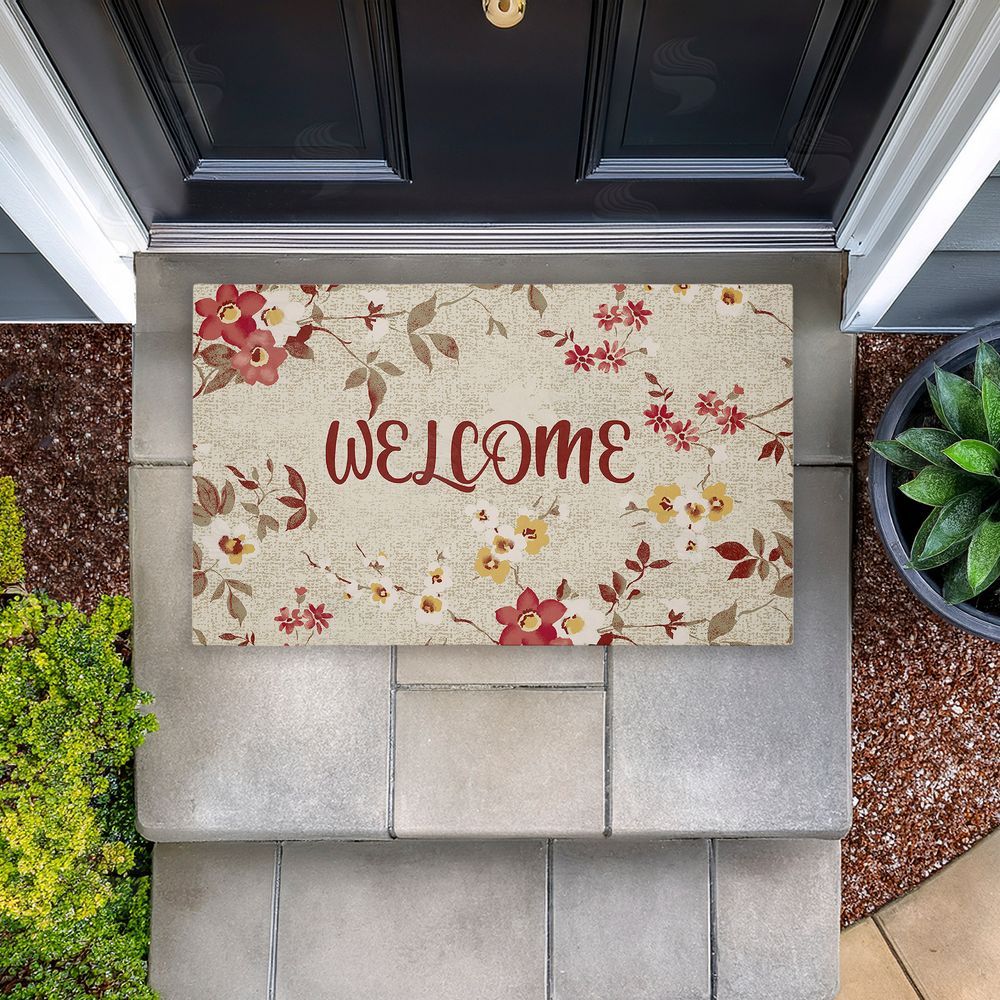 Andrea Jasid Grassi | Welcome with Fall Blossoms Non-Woven Door Mat