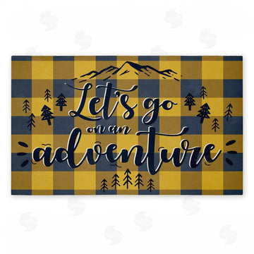Angela Nickeas | Let's Go Adventure Yellow Plaid Non-Woven Door Mat