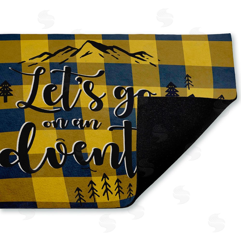 Angela Nickeas | Let's Go Adventure Yellow Plaid Non-Woven Door Mat