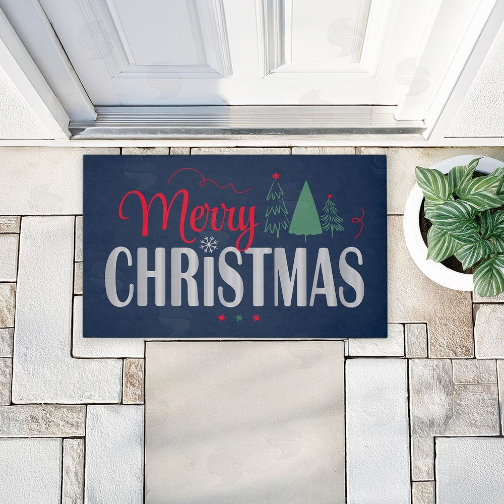 Andrea Jasid Grassi | Merry Christmas on Navy Non-Woven Door Mat