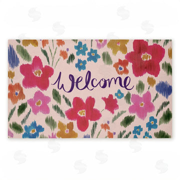 Heather McLaughlin | Welcome Ikat Flowers Non-Woven Door Mat