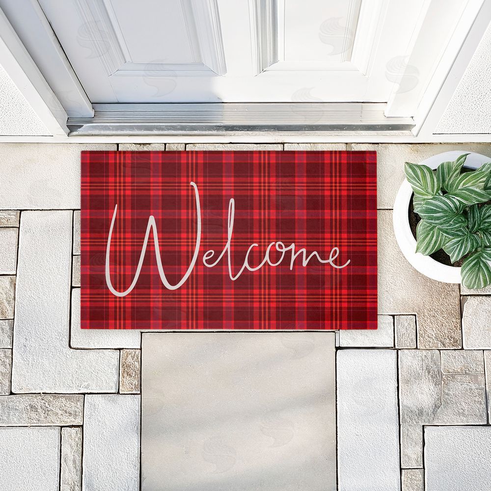 Jean Kelly | Red Tartan Greeting Non-Woven Door Mat