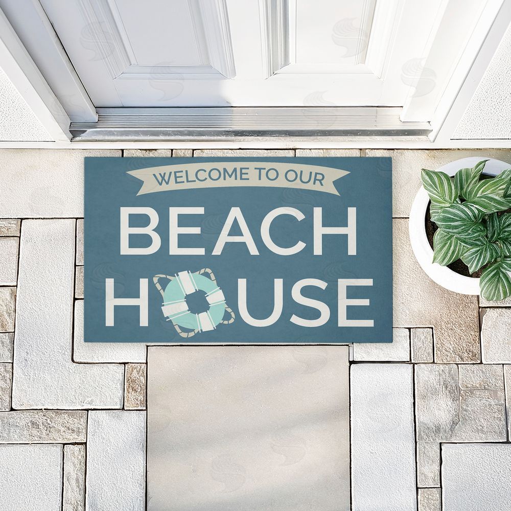 Dana Saulnier | Beach House with Life Ring Non-Woven Door Mat