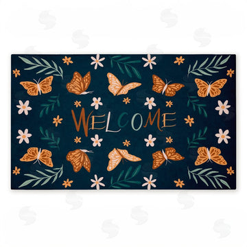 Amanda Houston | Welcome Butterflies & Botanicals Non-Woven Door Mat