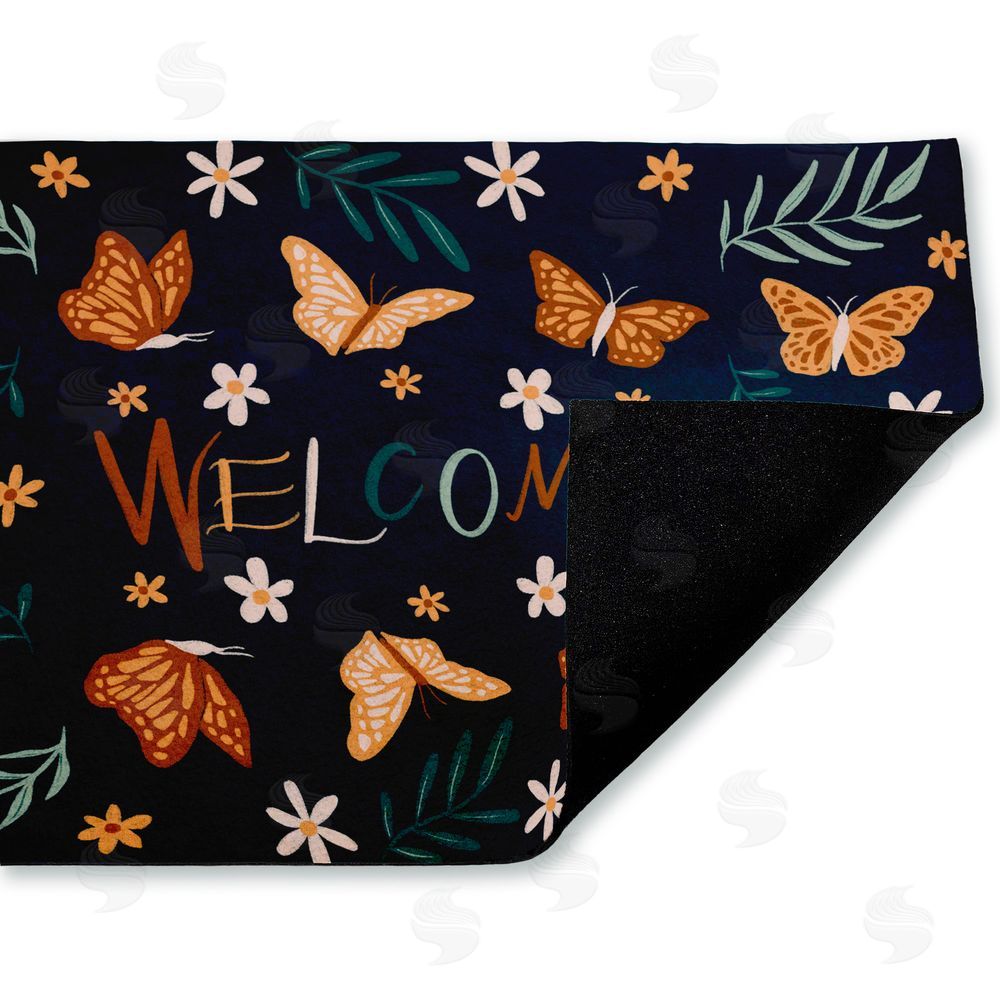 Amanda Houston | Welcome Butterflies & Botanicals Non-Woven Door Mat