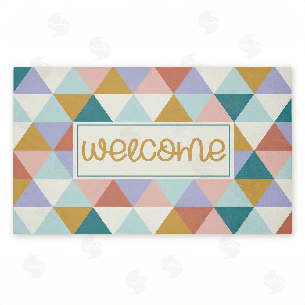 Angela Nickeas | Welcome Pastel Geometric Non-Woven Door Mat