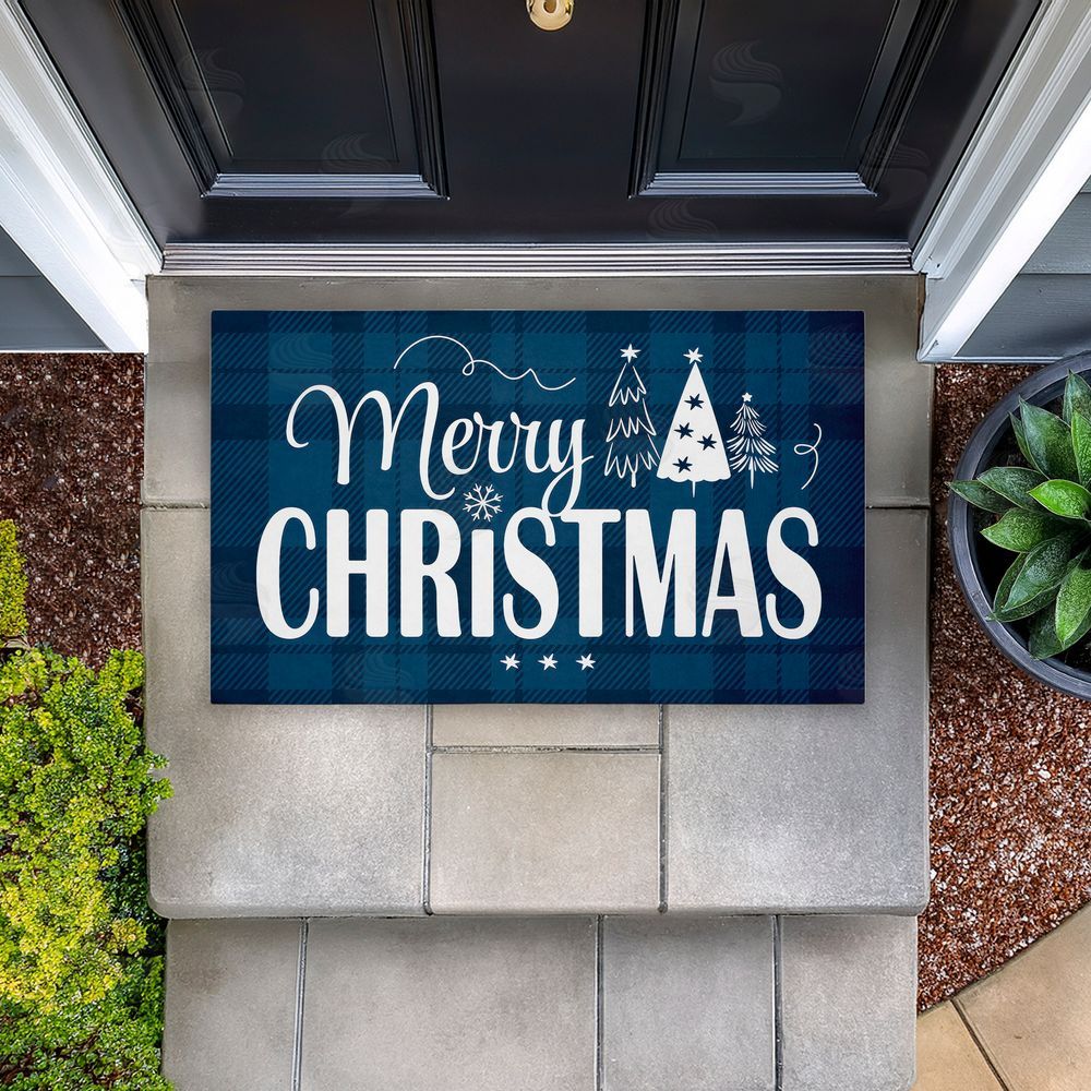 Andrea Jasid Grassi | Blue Toned Merry Christmas Non-Woven Door Mat