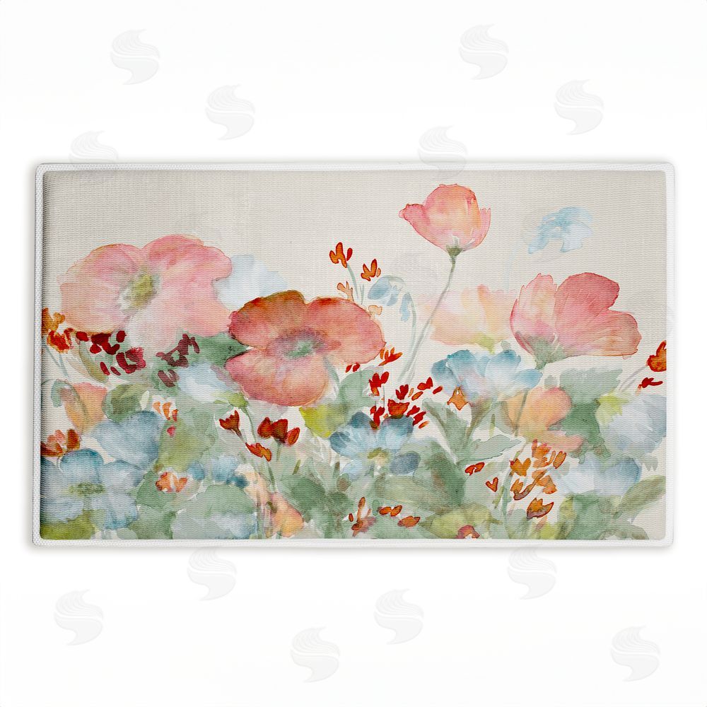 Lanie Loreth | A Day With Pink Flowers Plush Bath Mat