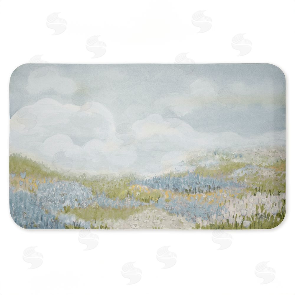 Patricia Pinto | Subtle Blue Floral Meadow Anti-Fatigue Mat