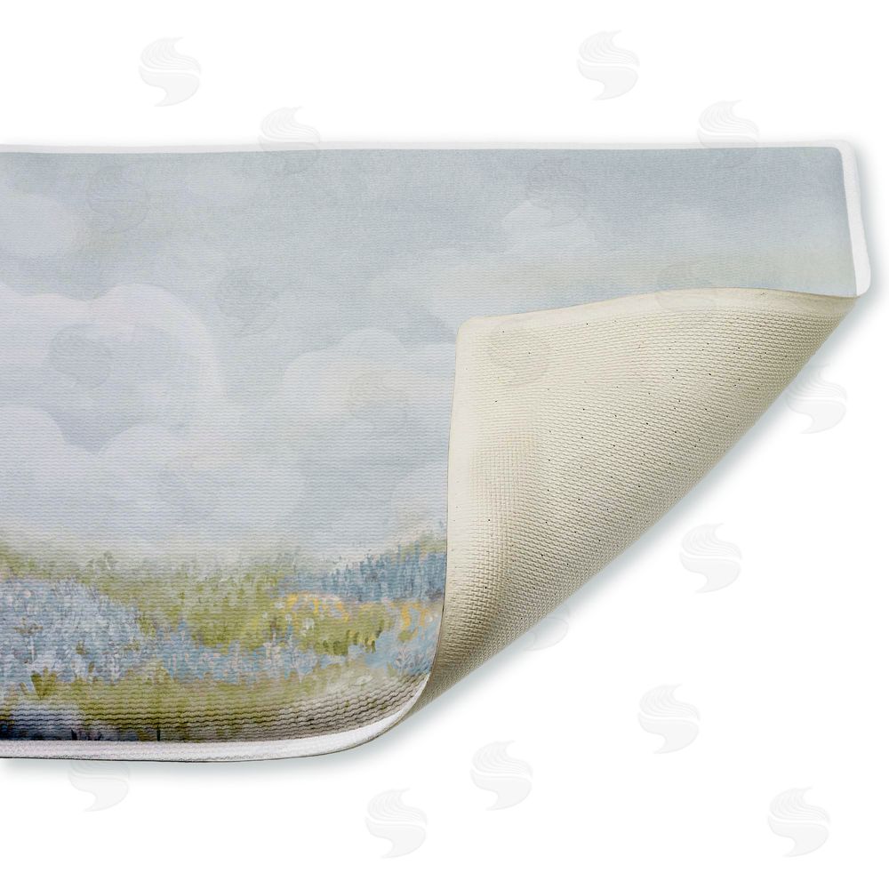 Patricia Pinto | Subtle Blue Floral Meadow Plush Bath Mat