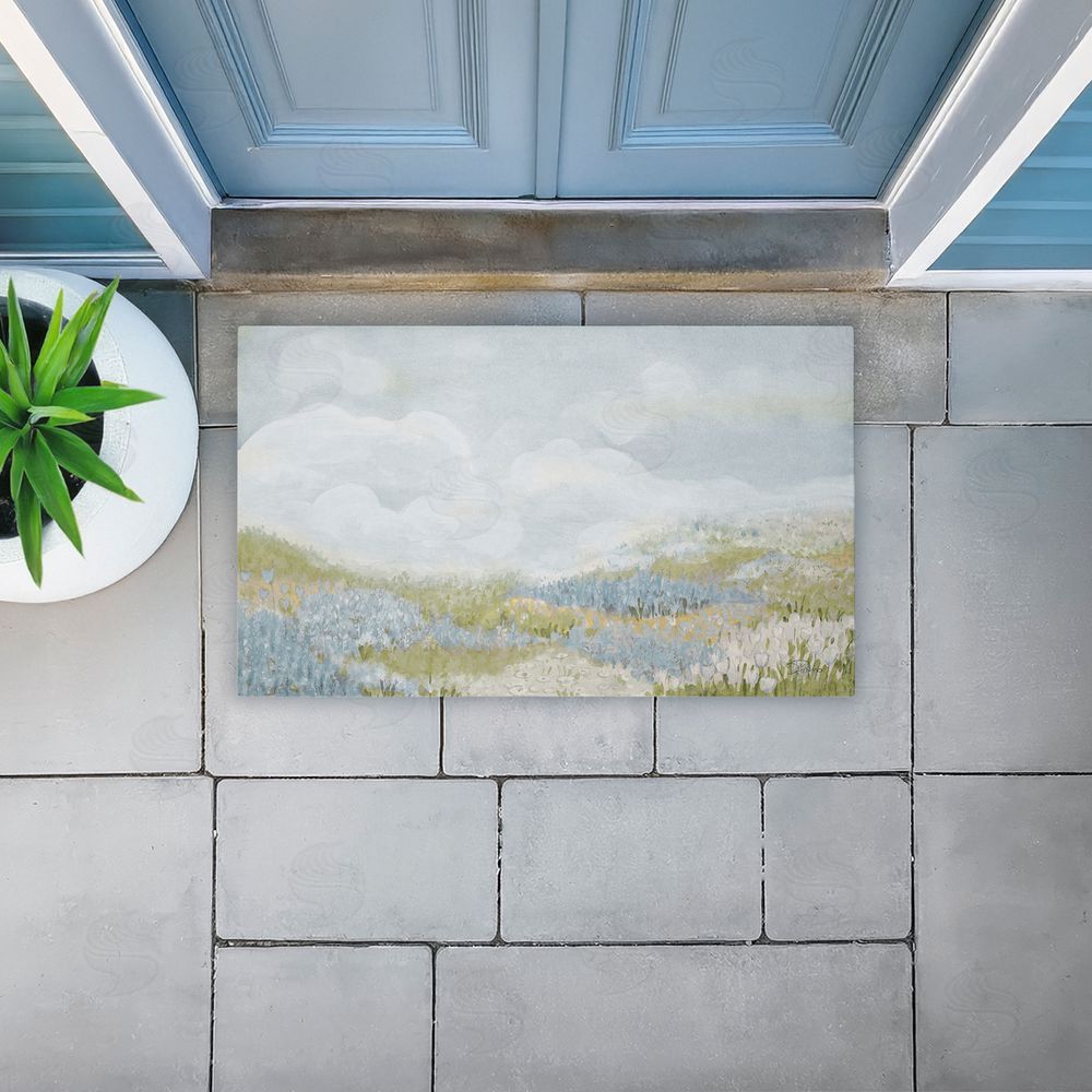 Patricia Pinto | Subtle Blue Floral Meadow Non-Woven Door Mat
