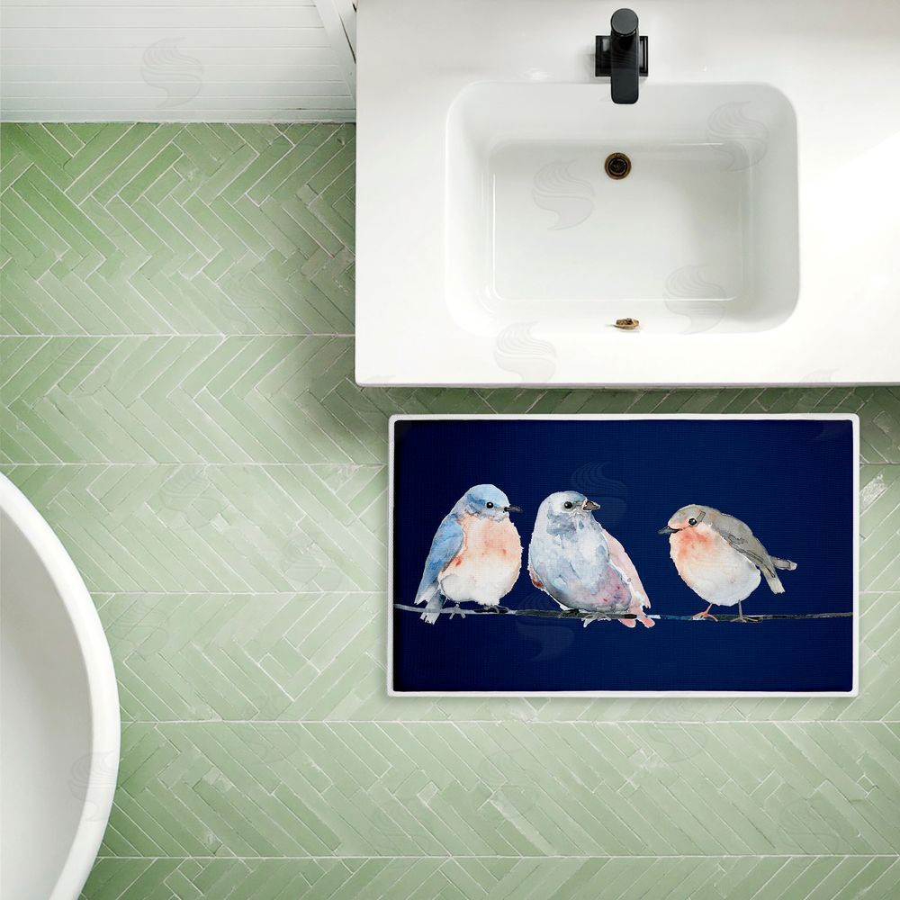 Lorenzo Collective | Perched Trio of Song Birds Plush Bath Mat