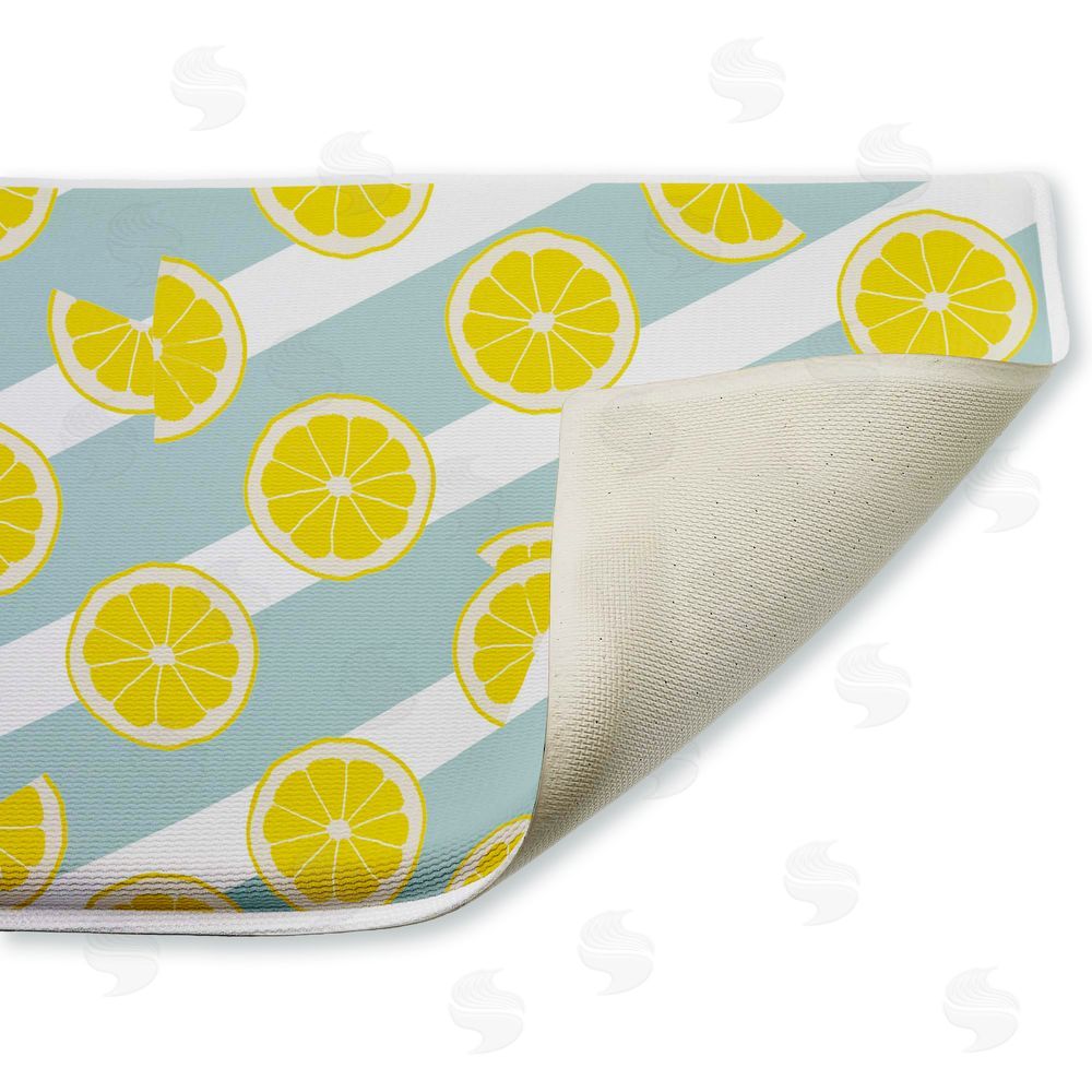 Anna Quach | Kitchen Lemony Stripes Plush Bath Mat