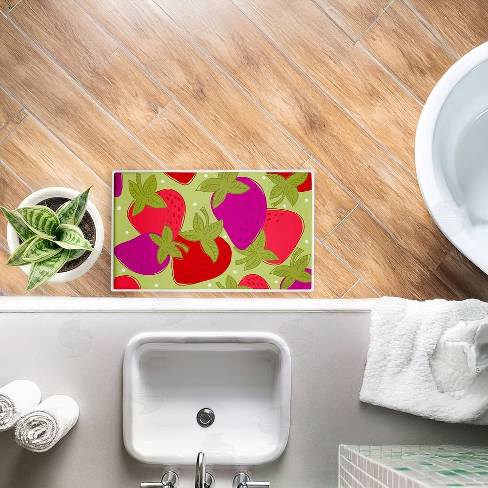 Deidre Mosher | Fun Fruit Strawberries Plush Bath Mat