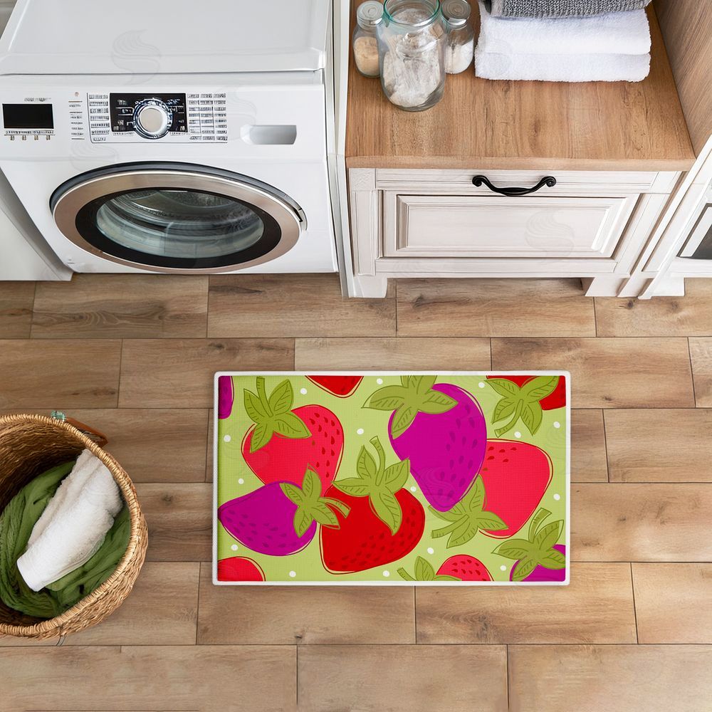 Deidre Mosher | Fun Fruit Strawberries Plush Bath Mat