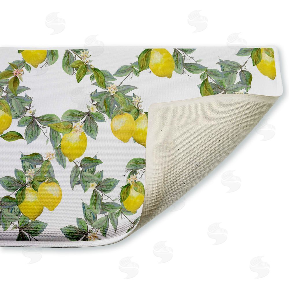Diannart | Fruity Lemony Vine Pattern Plush Bath Mat