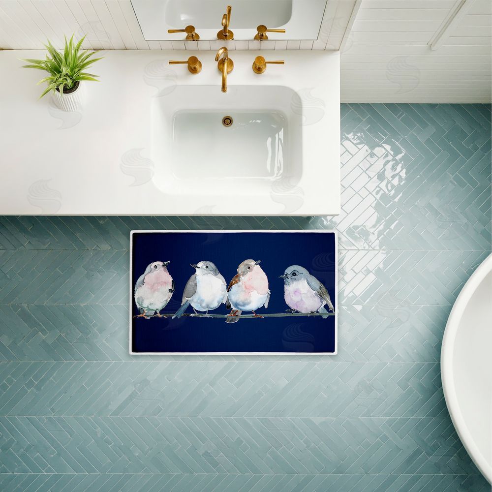 Lorenzo Collective | Perched Foursome of Birds Plush Bath Mat