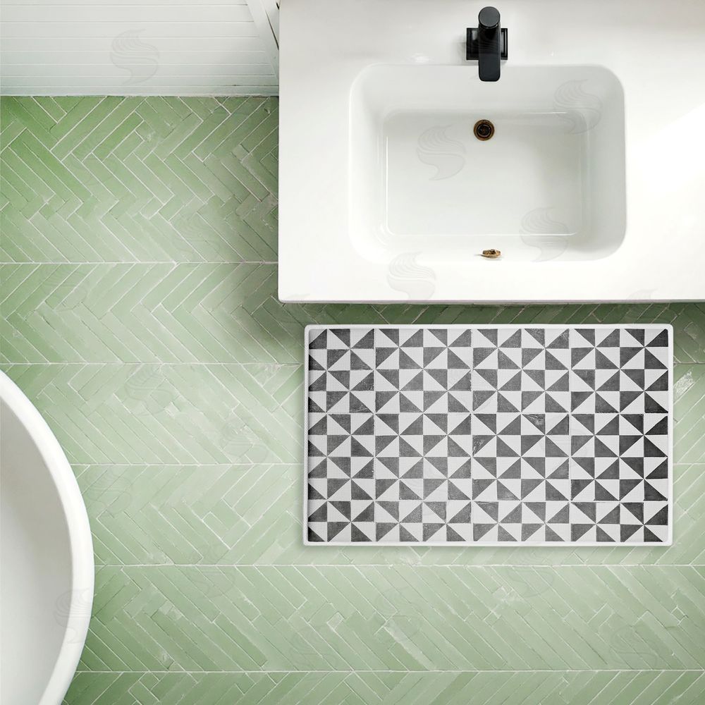 Erin Marie | Mediterranean Squares Geometric Plush Bath Mat