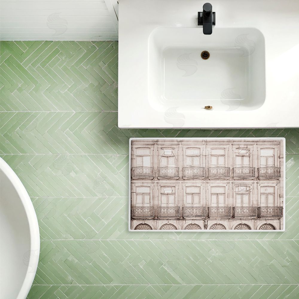 Erin Marie | Pretty Beige Windows Architecture Plush Bath Mat