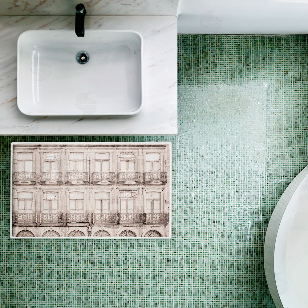 Erin Marie | Pretty Beige Windows Architecture Plush Bath Mat