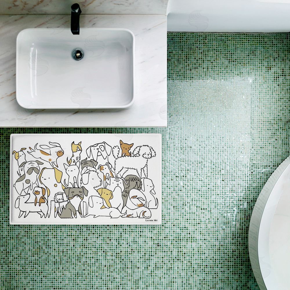 Lucinda Wei | Eclectic Dog Breeds Plush Bath Mat