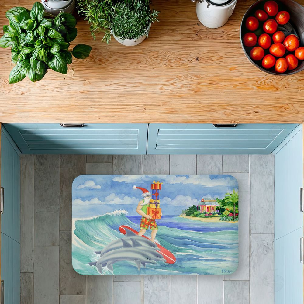 Paul Brent | Surfing Santa & Dolphins Anti-Fatigue Mat
