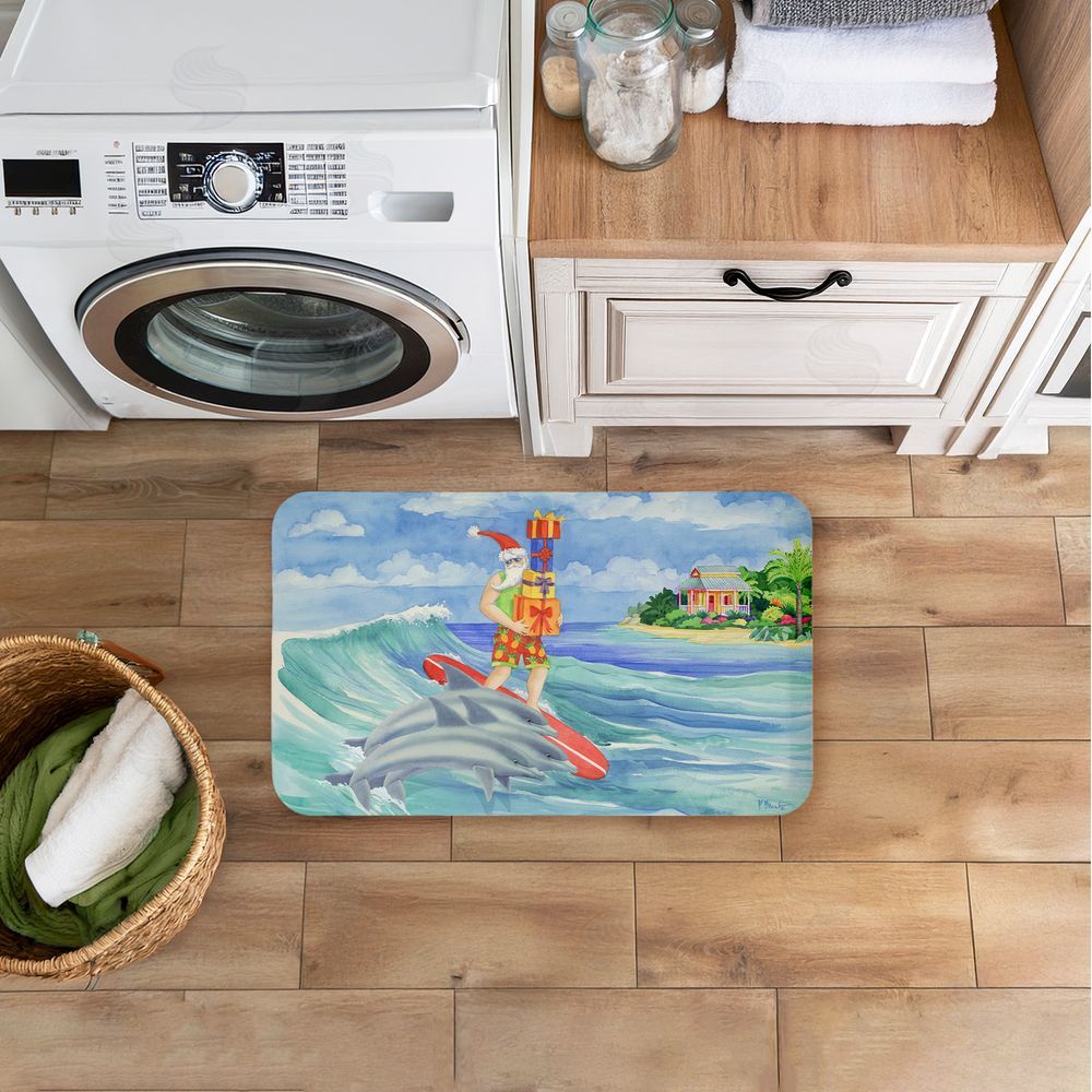 Paul Brent | Surfing Santa & Dolphins Anti-Fatigue Mat