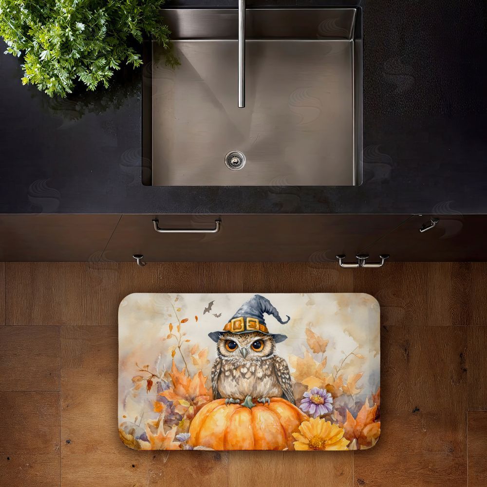 LSR Design Studio | Owl Perched on Pumpkin Anti-Fatigue Mat